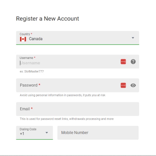 Ruby Fortune Registration – Input Your Information