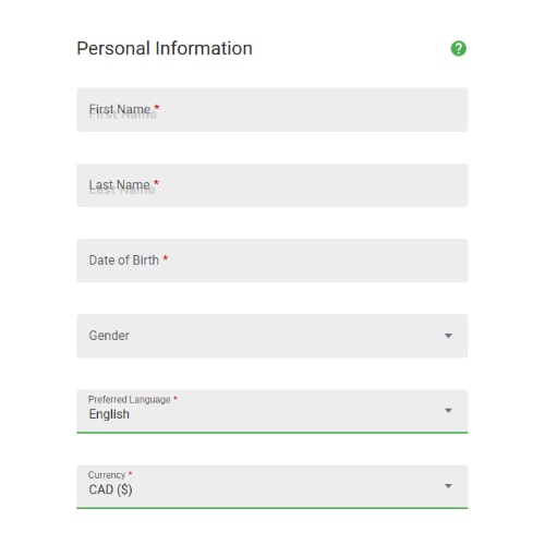 Ruby Fortune Registration – Personal Information